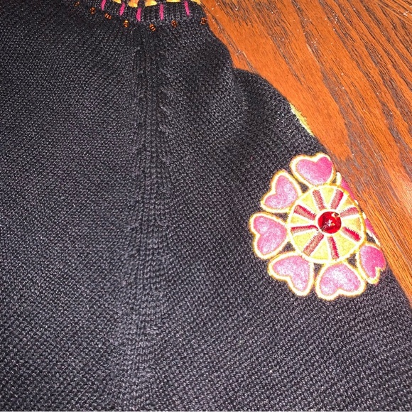 Arriviste Vintage Beaded Embroidered Cat Dog Animals Birds Sweater Small Zip Up - Picture 14 of 17